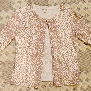 Talbots Print Cardigan